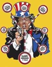 Symbolic image, Trump, delusion of deals and tariffs, US democracy in danger, EU and Germany under