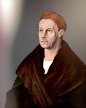 Portrait of Jakob Fugger, 1459, 1525, German businessman, digitally edited according to a painting