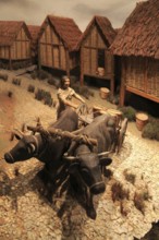 Model of Iron Age village life, Iron Age museum, Andover, Hampshire, England, UK