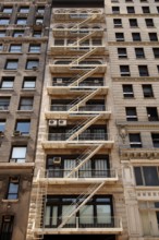 Fire escapes of a high-rise building, New York City, USA
