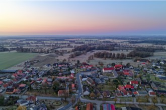 Morning atmosphere on a cold winter day in the countryside in the UNESCO Drömling Biosphere Reserve
