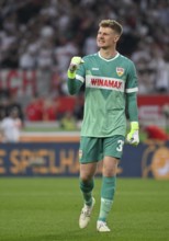 Goal celebration Goalkeeper Alexander Nübel VfB Stuttgart (33) Gesture Gesture MHPArena, MHP Arena