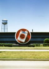 Lucky Strike cigarette advert, Philip Morris tobacco factory, probably in Durham, North Carolina.