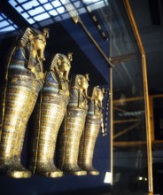 Display Guardian Statues Tomb of Tutankhamun Museum of Egyptian Antiquities, Cairo, Egypt