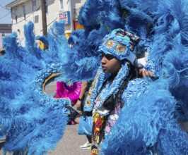 New Orleans, Louisiana - The Mardi Gras Indians' Super Sunday parade. African-Americans create