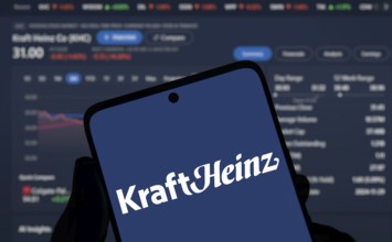 Dhaka, Bangladesh- 5 Dec 2024: Kraft Heinz logo is displayed on smartphone. Kraft Heinz is an