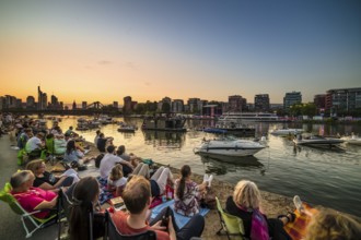 Europe Open Air Concert at the Weseler Werft in front of the Skyline am Main, Deutschherrnufer,