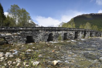 Old stone bridge, Hornindal Bridge over the river Kvitla in Norway