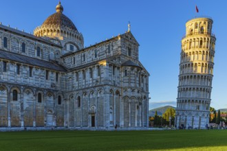 The Cathedral of Santa Maria Assunta and the Leaning Tower in the evening light, Pisa, Tuscany,
