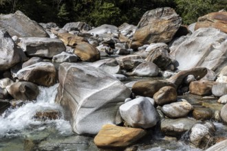 Rocks in the Verzasca River between Lavertezzo and Brione, Verzasca Valley, Valle Verzasca, Canton