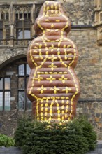 Artificial Printenmann in front of the town hall as a landmark at the Christmas market, Aachen,