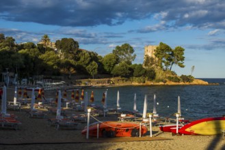 Torre di Santa Maria Navarrese, sunset, Santa Maria Navarrese, Gulf of Orosei National Park,