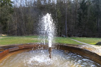 Neumühle thermal spring with a constant water temperature of 25 degrees Celsius, Geilsdorf,