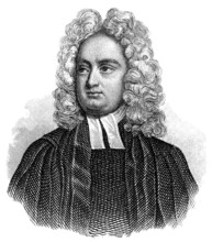 Jonathan Swift or Isaac Bickerstaff, 1667 - 1745, an Irish writer and satirist of the early