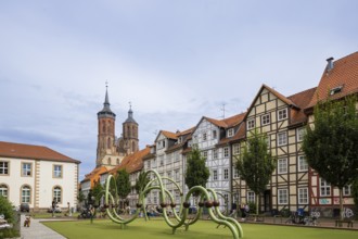 Old Town Playground at the Historical SUB, Göttingen cityscape, Göttingen, Lower Saxony, Germany