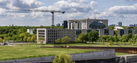 View of the Spree and Berlin's government district from the roof of the Futurium Museum, Germany