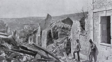 Ruins of Craonne city after the battle, Chemin des Dames, May 1917, Aisne department,