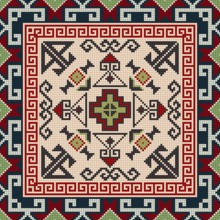 Traditional Georgian folk art embroidery vector pattern