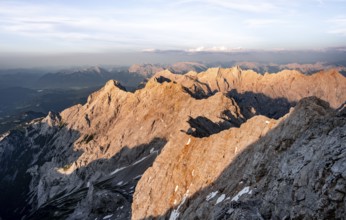Impressive rocky mountain landscape, steep mountain ridge, Jubiläumsgrat with Alpspitze, mountain