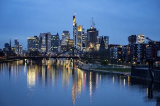 Skyline of Frankfurt am Main, skyscrapers, business and banking district in the city centre, Hesse,