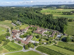 Aerial view of Ittingen Charterhouse, a former Carthusian monastery, today a cultural centre,