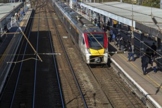Greater Anglia, British Rail Class Stadler 755 bi-modal multiple unit passenger train arriving at