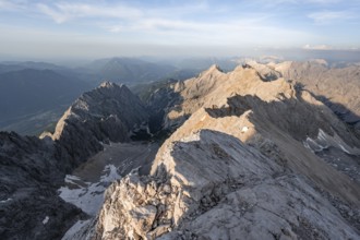 Impressive rocky mountain landscape in the evening light, steep mountain ridge, Jubiläumsgrat with