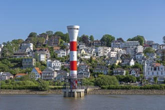 Lighthouse, houses, hill, Blankenese, Hamburg, Germany