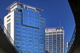 Corporate headquarters of Evonik Industries AG directly on the A40 motorway, chemical industry,