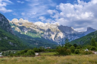 Views from the Catholic Church in the valley of Theth National Park, Albania. albanian alps