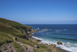 Plogoff, Brittany, France - Hiking trail to the Pointe du Raz, the Grande Randonnée 34 coastal