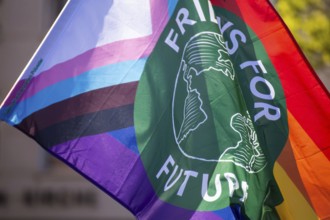 Mannheim: Fridays for Future climate strike***close-up of a Fridays for Future flag