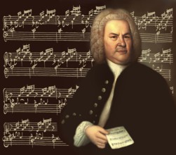 Johann Sebastian Bach, 1685, 1750, German composer, digital edited according to a painting by Elias