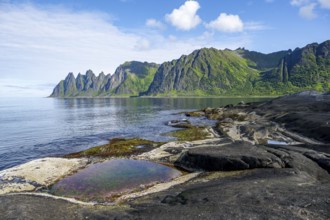 Tidal pools, rocky coast of Tungeneset, Devil's Teeth, Devil's Teeth, Okshornan, Ersfjorden, Senja