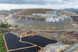 Aerial view of open pit mining, copper mine, Rio Tinto, Minas de Rio Tinto, Andalusia, Spain