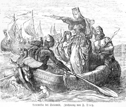 Queen Artemisia in the naval battle of Salamis, ancient Greece, heroine, Persians, Greeks,
