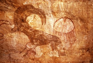 Famous prehistoric rock carvings of Tassili N'Ajjer, Algeria, North Africa 1973 Tassili N'Ajjer