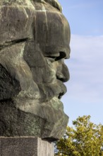 Karl Marx Monument, 40-tonne sculpture, best-known landmark of the city of Chemnitz, Saxony,