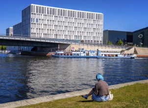 Architecture and landscape on the banks of the Spree in Berlin Mitte, Germany