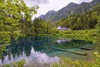 Christlessee, a mountain lake in the Trettachtal valley, near Oberstdorf, Oberallgäu, Allgäu,