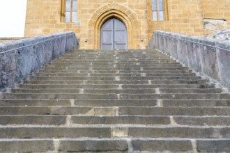Long and wide staircase to the Gügelkirche St. Pankratius on the Gügel near Scheßlitz, Upper