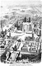 Temple complex of the great Teocalli in Teotihuacán, Mexico, Central America, historical