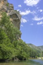 Bungee jumping platform over the river Tarn, Massegros Causses Gorges, Les Baumes Hautes,