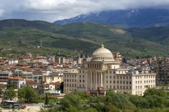 Neo-classical architecture of Hotel Colombo in city centre of Berat, Albania