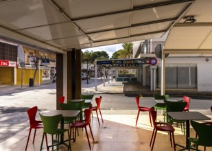Retail, shops not yet open, pre-season in Cala Rajada, Balearic Islands, Majorca, Spain