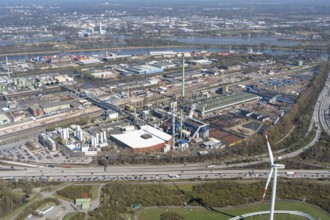 Aerial view, Aurubis, copper producer, affinerie, Peute, trade, industry, Hamburg, Germany