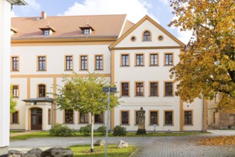 Friedrich-Schleiermacher-Gymnasium, exterior view in autumn, Niesky, Saxony, Germany