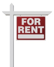 Right facing for rent real estate sign isolated on a white background