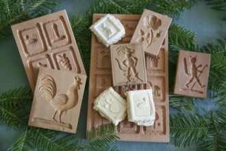 Swabian cuisine, Swabian Christmas biscuits, wooden moulds for making Springerle, model for shaping