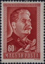Joseph Stalin (1879-1953), a Soviet revolutionary and politician. Portrait on an Hungarian postage
